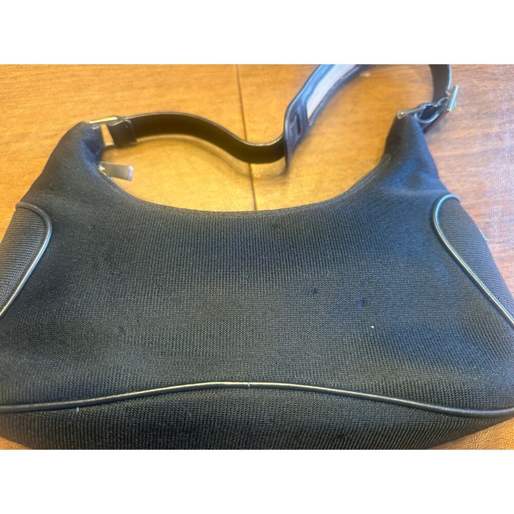 Salvatore Ferragamo Vintage Minimalist Black Fabric & Leather Hobo Bag Women's